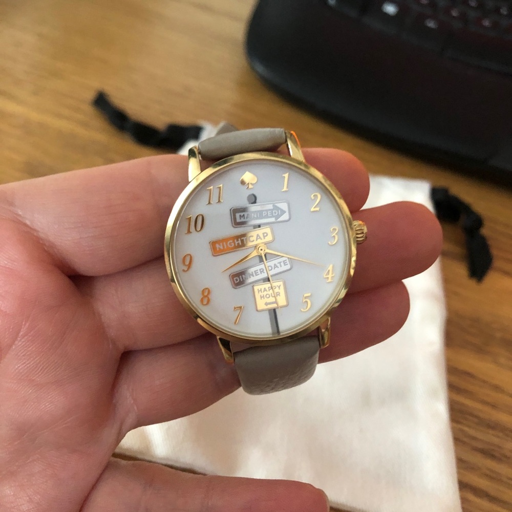 Kate Spade Sign Post Metro Series Real Leather Wristband 34mm Round Watch - Picture 11 of 11